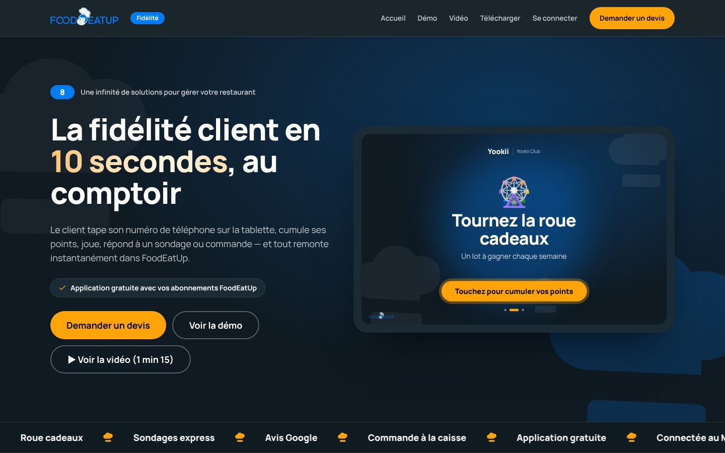 FoodEatUp Fidélité — accueil ordinateur