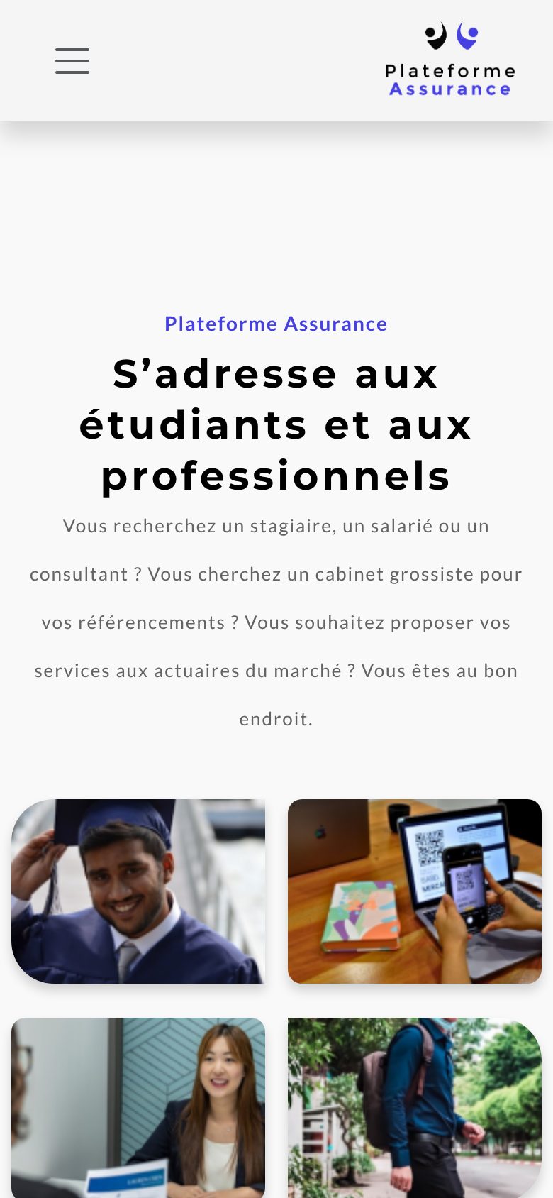Plateforme Assurance — accueil mobile