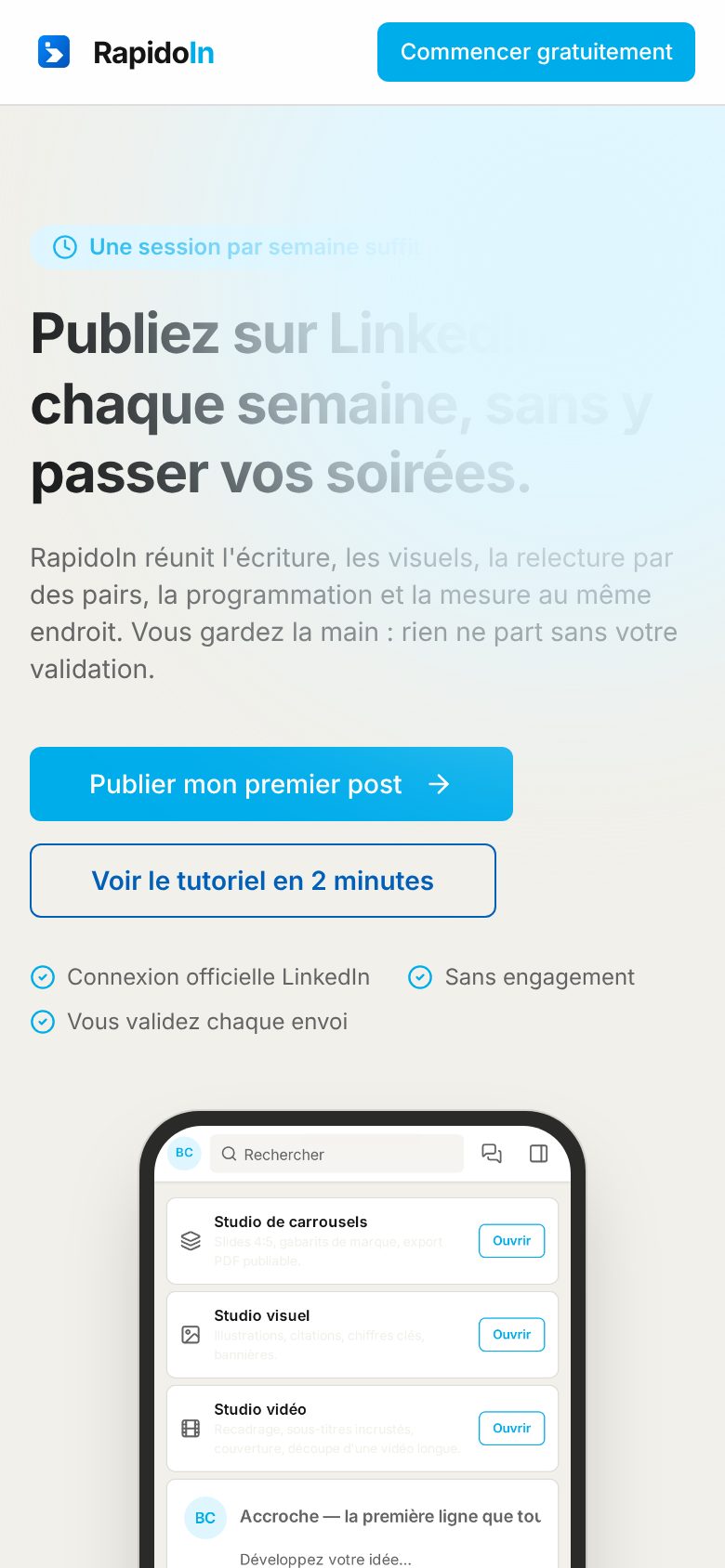 RapidoIn — accueil mobile